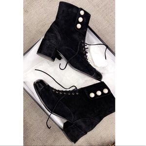 Chanel Pearl Booties